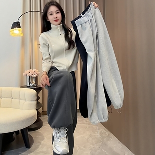 一条过冬厚实加绒弯刀卫裤女2025年欧货松弛感显瘦阔腿长裤休闲裤