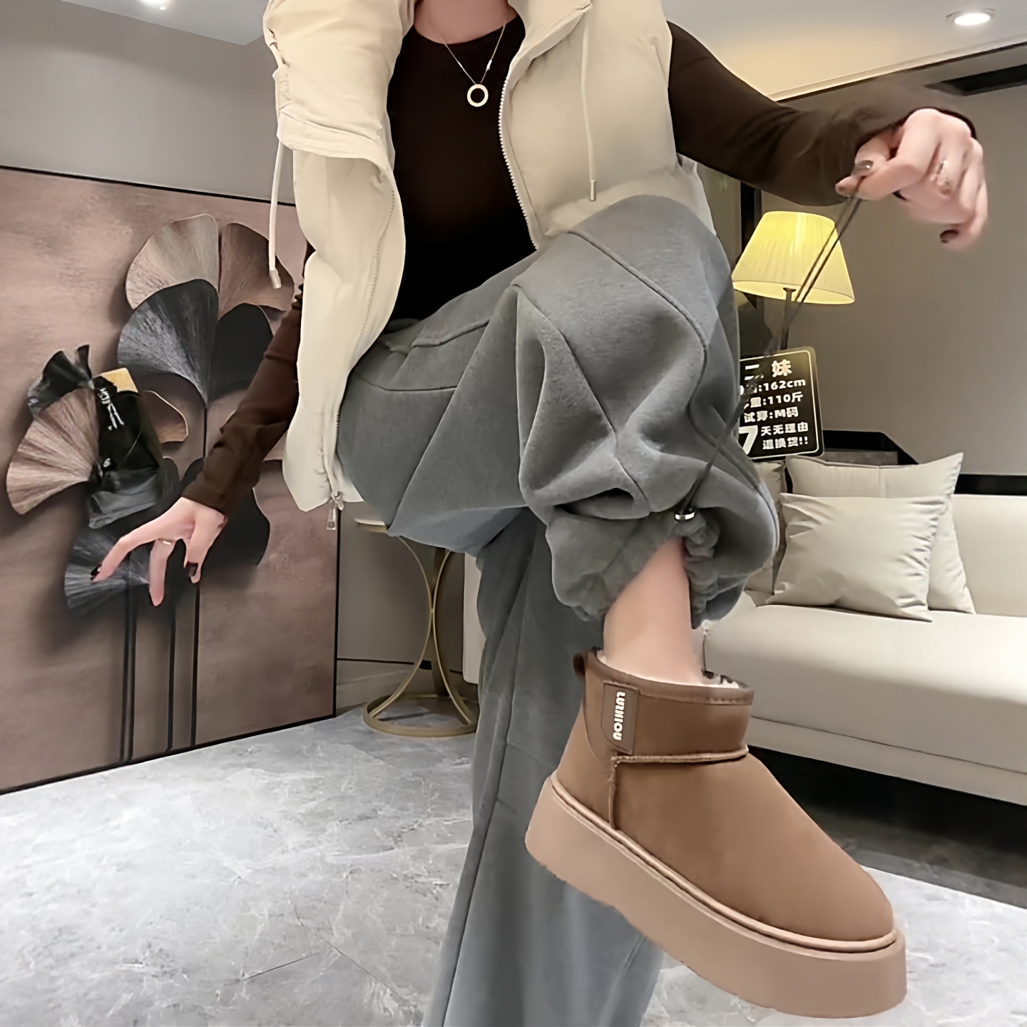 欧货25年秋冬加厚奥粒绒弯刀卫裤