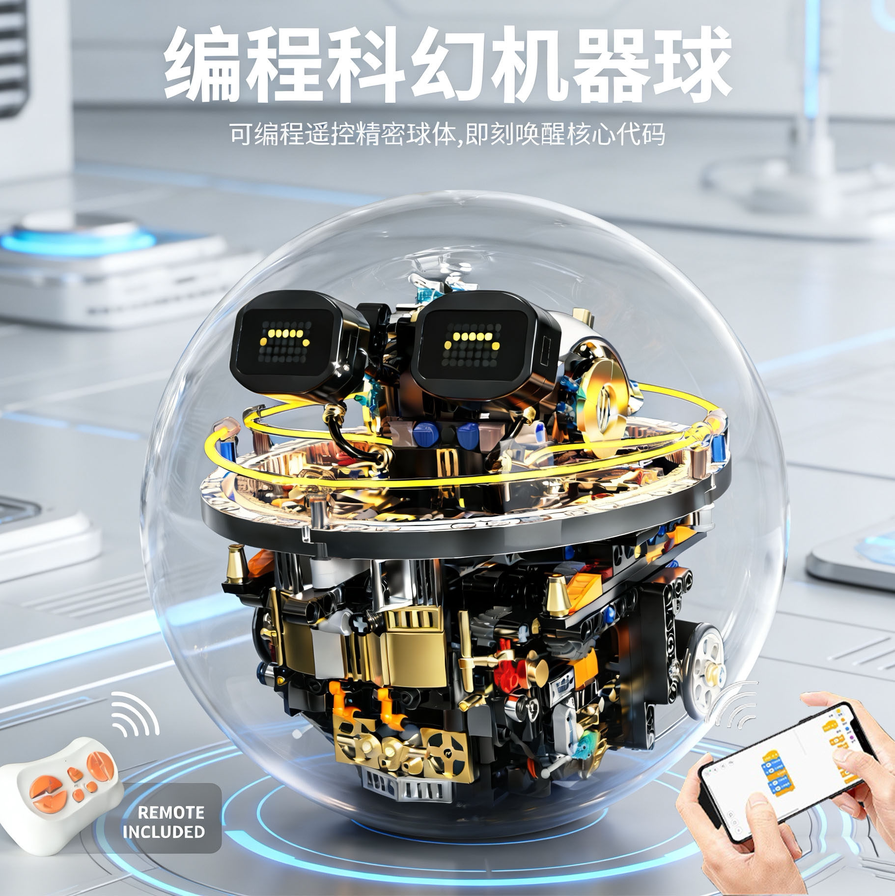 玩具男孩生日礼物男童10岁以上8至12儿童积木拼装益智编程机器人9