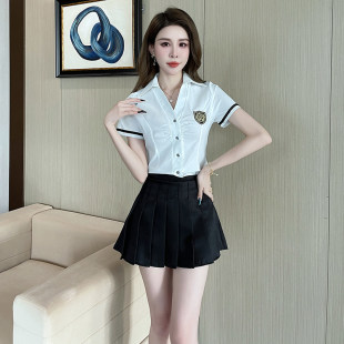 按摩足疗工作服减龄套装气质时尚女神范足浴技师工装服高腰包裙女