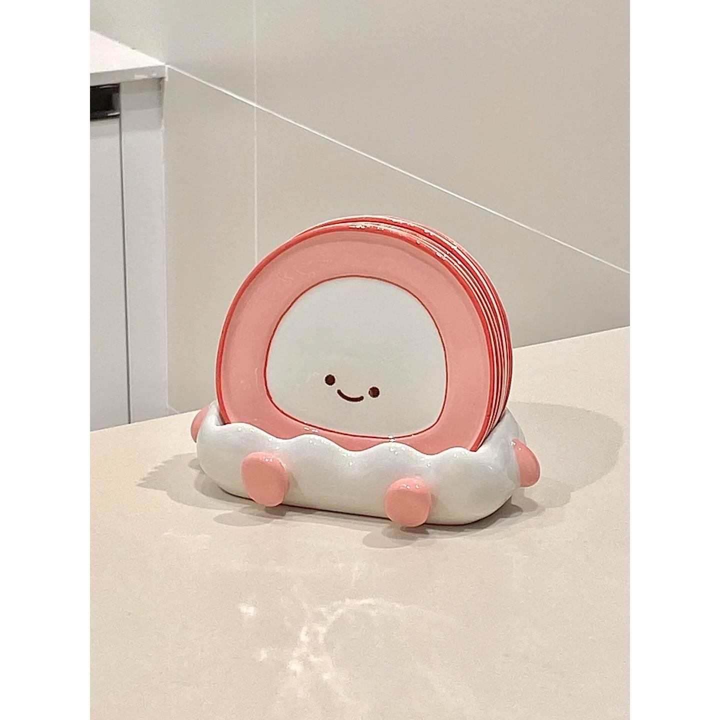 瑞士卷吐骨碟陶瓷家用餐桌吐骨头盘创意可爱骨碟套装高颜值水果盘