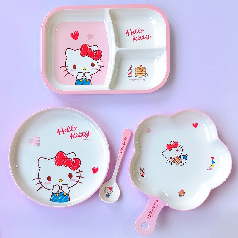 五和凯蒂猫儿童餐盘三格食品级宝宝辅食吃饭婴儿专用可爱卡通餐具