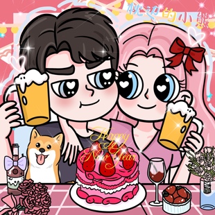 q版 手绘头像情侣真人照片转手绘卡通人物漫画形象设计漫画定制作