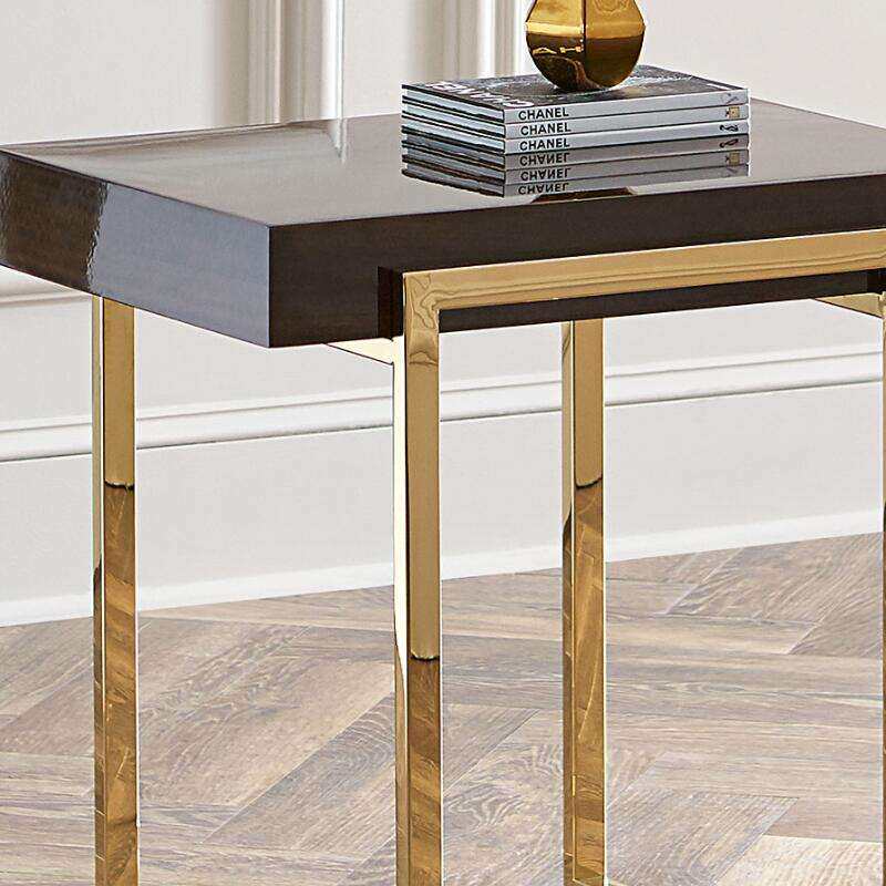 新古典金属支架茶几边几组合简约后现代不锈钢方形茶桌角几电话桌