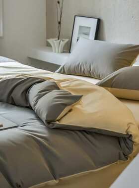 P66DP66D简约纯色100支贡缎长绒棉四件套被罩床单笠裸睡床上用品4