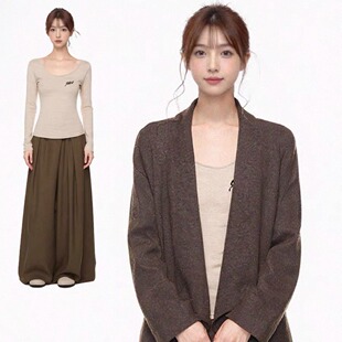 8.10新品WESTAYOONE中长款毛衣开衫女韩系慵懒+V领打底衫+阔腿裤