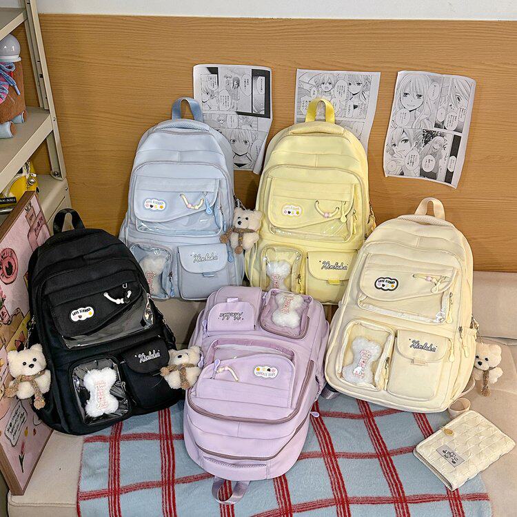 学院风女生大容量多仓电脑双肩包