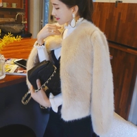 Fox lông cỏ phiên bản Hàn Quốc của mùa thu và mùa đông mới giả lông chồn lông ấm áp ngắn sang trọng áo khoác phụ nữ - Faux Fur áo dạ ép lông cừu