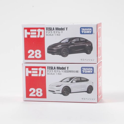 TOMY多美卡红白盒28号特斯拉毛豆Y TESLA Model Y仿真合金车模型