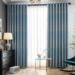 遮光窗帘2021年新款卧室送罗马杆一整全套北欧简约客厅阳台免打孔