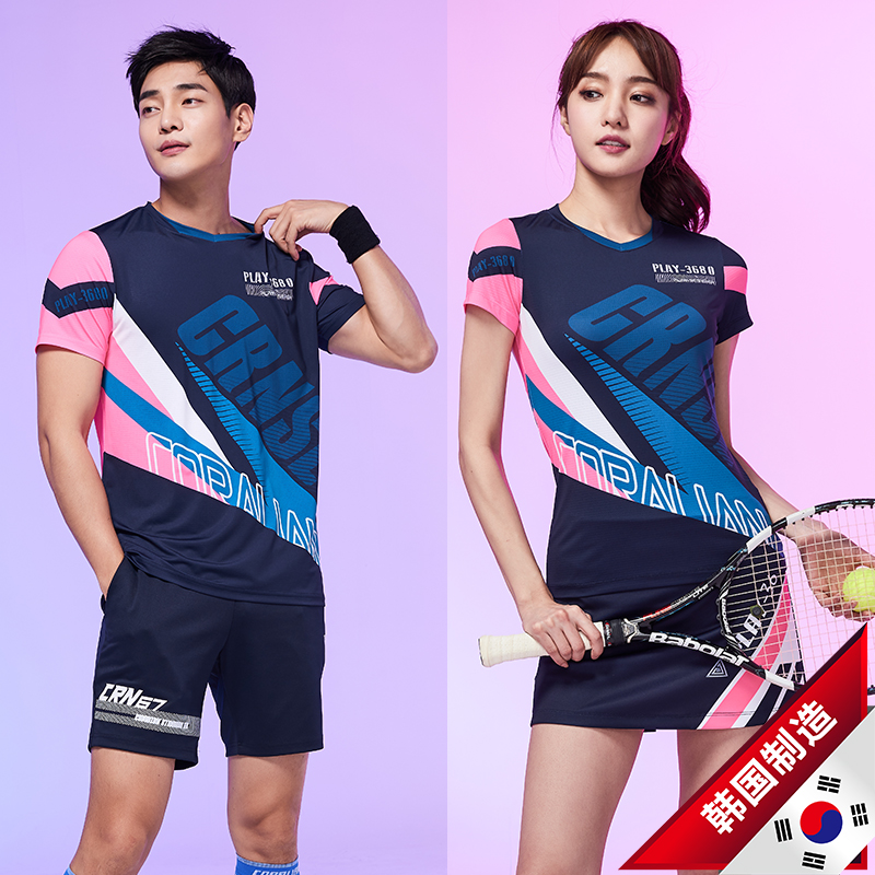 可莱安韩国羽毛球服男女短袖套装透气速干情侣进口修身显瘦运动服