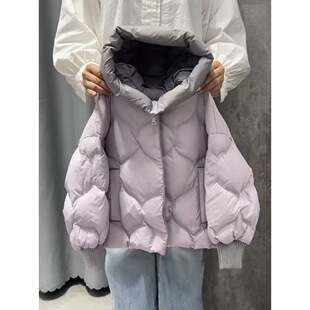 史比星女童连帽2026新款泡芙棉服紫色加厚保暖面包服外套中大童潮