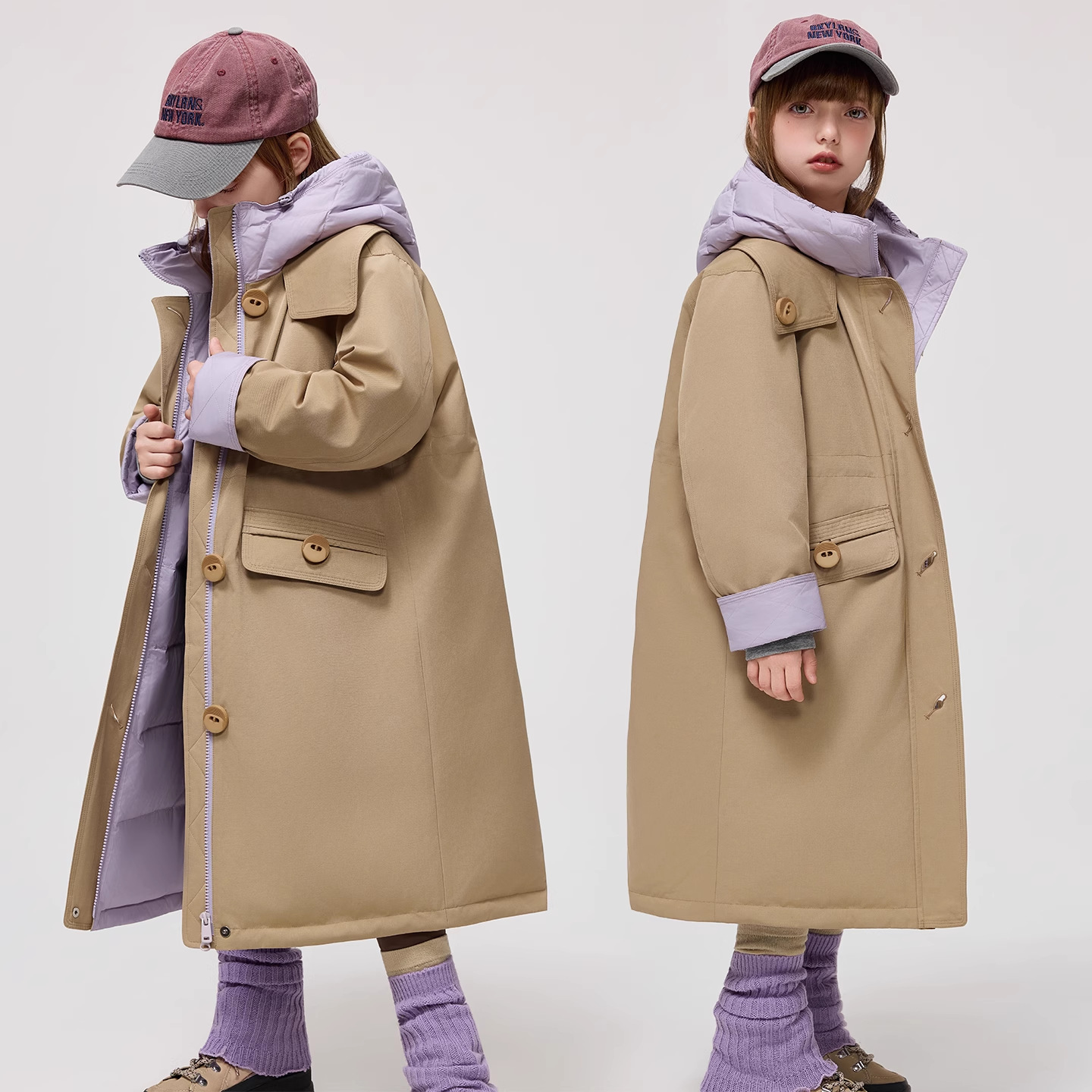 女童双面穿羽绒棉服2025新款儿童冬装加厚棉衣外套宝宝棉袄中长款