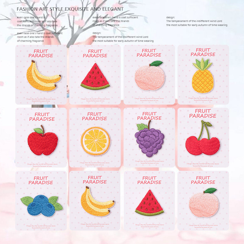 卡通水果派对刺绣布贴时尚百搭手机壳diy贴纸手账装饰贴t恤修补贴