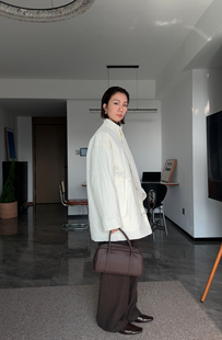 山阶 中式极简主义 立领廓形外套中长款宽松加厚保暖棉服25冬女