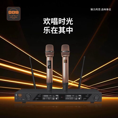 BBS CT-6A无线话筒一拖二高端影音家用KTV唱歌舞台演出麦克风