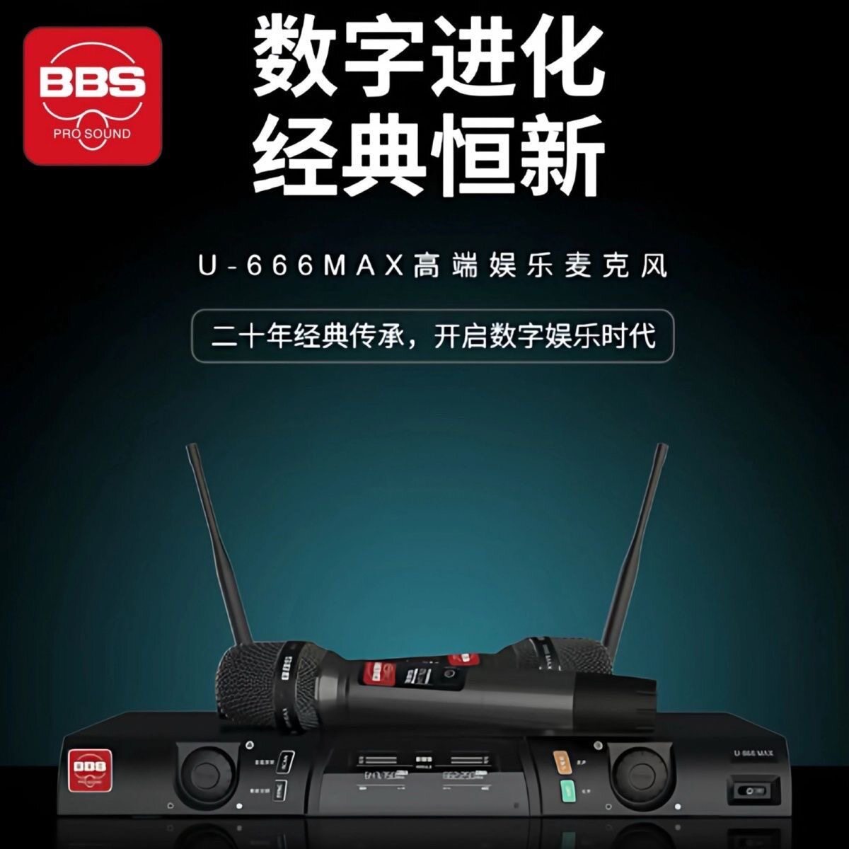 BBS U666MAX无线话筒一拖二家用唱歌KTV娱乐演出U段麦克风
