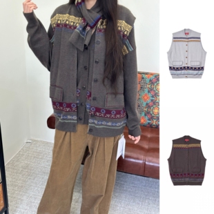 现货秒发 FAFAMOON 官方授权 26早春胶囊条纹费尔岛开襟马甲