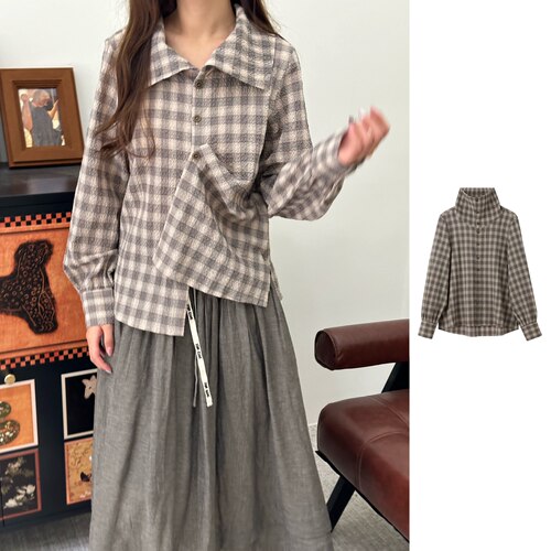 RAW STONE 官方授权26AW   色织格纹泡泡纱高领衬衣  RSAW26ST009