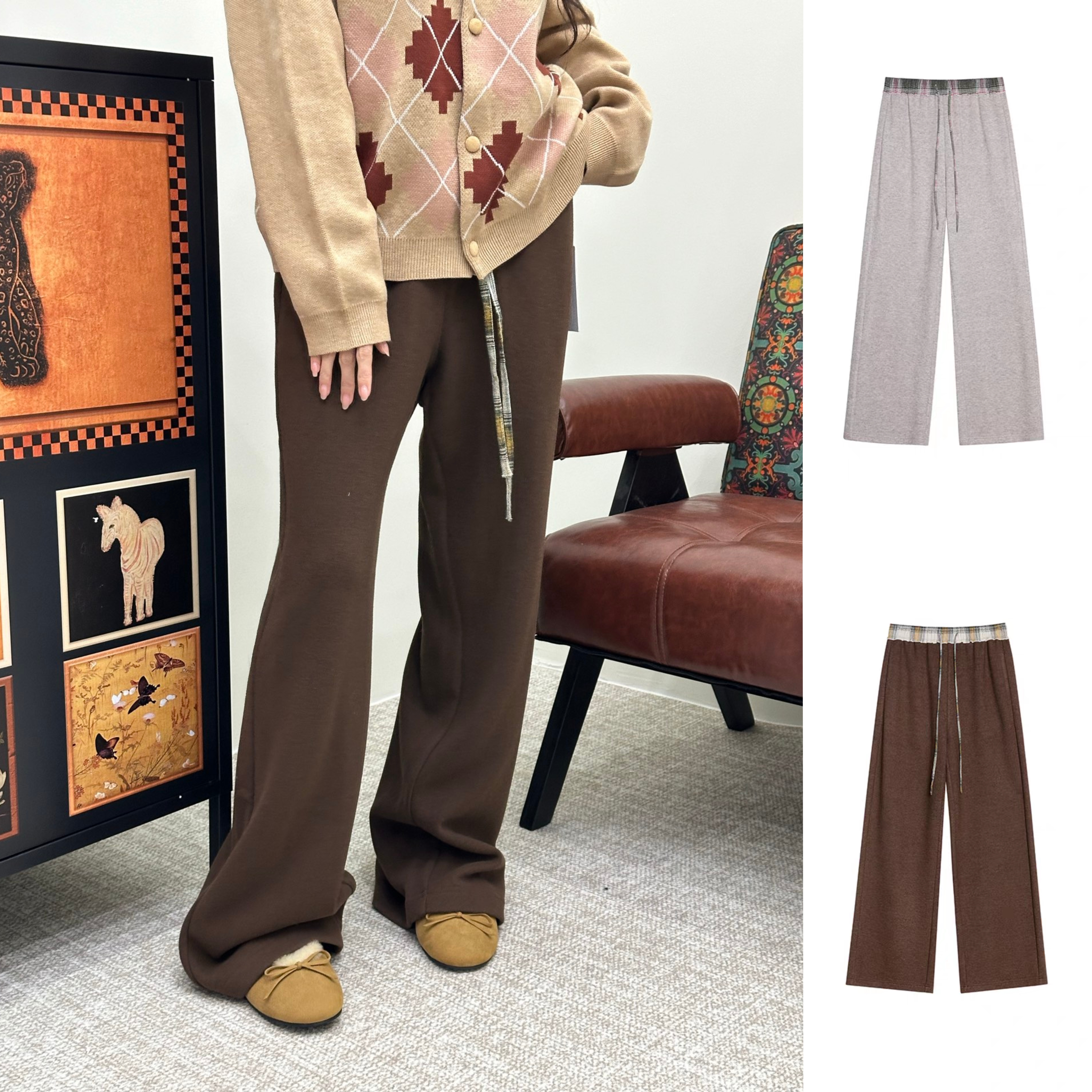 现货秒发 UHOOWU 官方授权 25FW格子腰头拼接卫裤