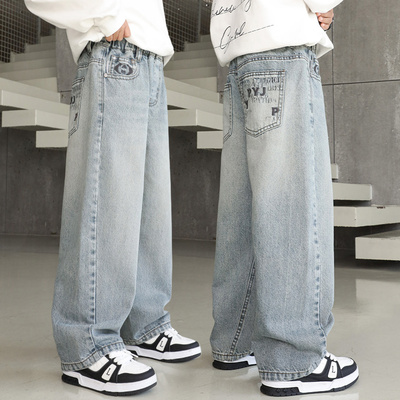 男童牛仔裤浅色窄版直筒春秋季薄