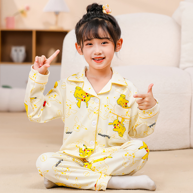 女童睡衣纯棉小女孩卡通春秋季