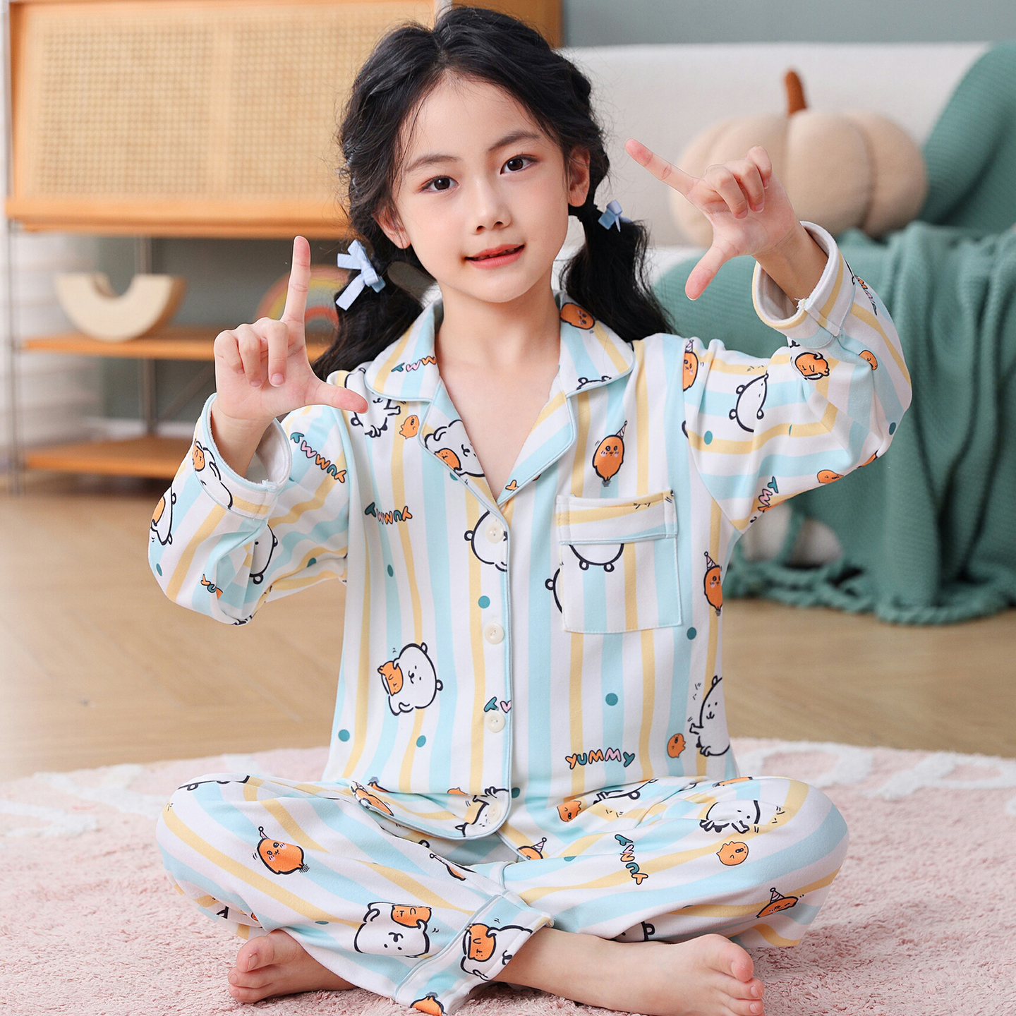 吉伊卡哇睡衣儿童小女孩高端德绒