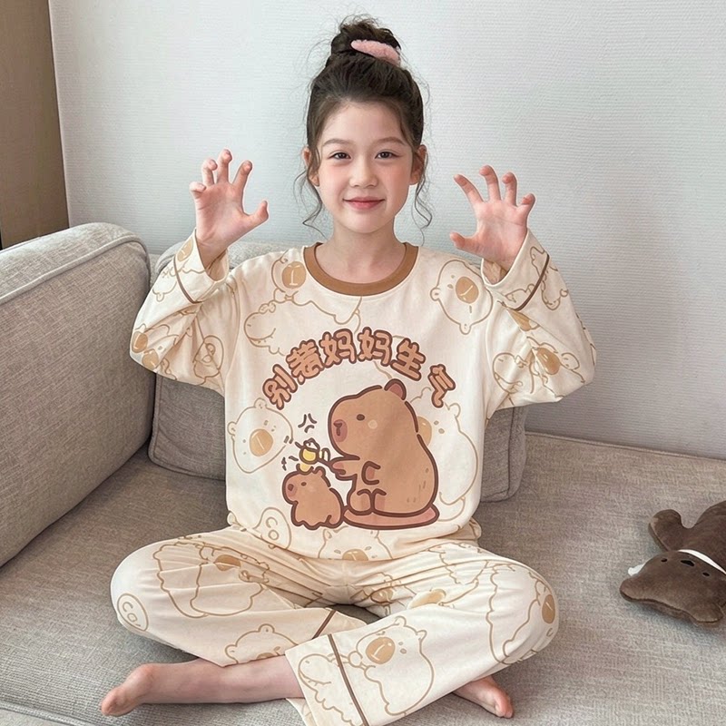 卡皮巴拉睡衣儿童小女孩高端纯棉