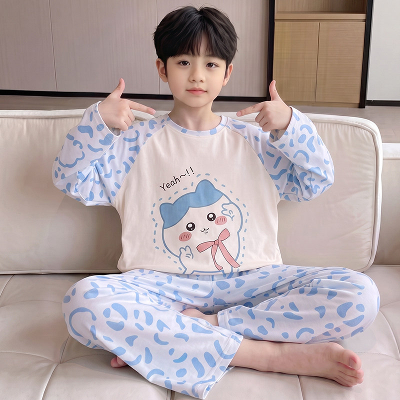 儿童睡衣长袖卡通小八高端纯棉