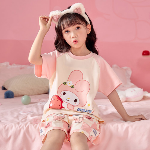 儿童睡衣小女孩纯棉卡通夏季短袖