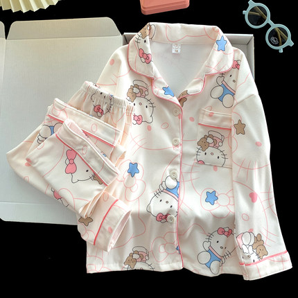 女童睡衣hellokitty高端德绒长袖保暖2025秋冬季母女装大童家居服
