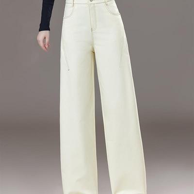 军绿色美式工装阔腿裤女2025新款休闲裤大码宽松小个子直筒弯刀裤