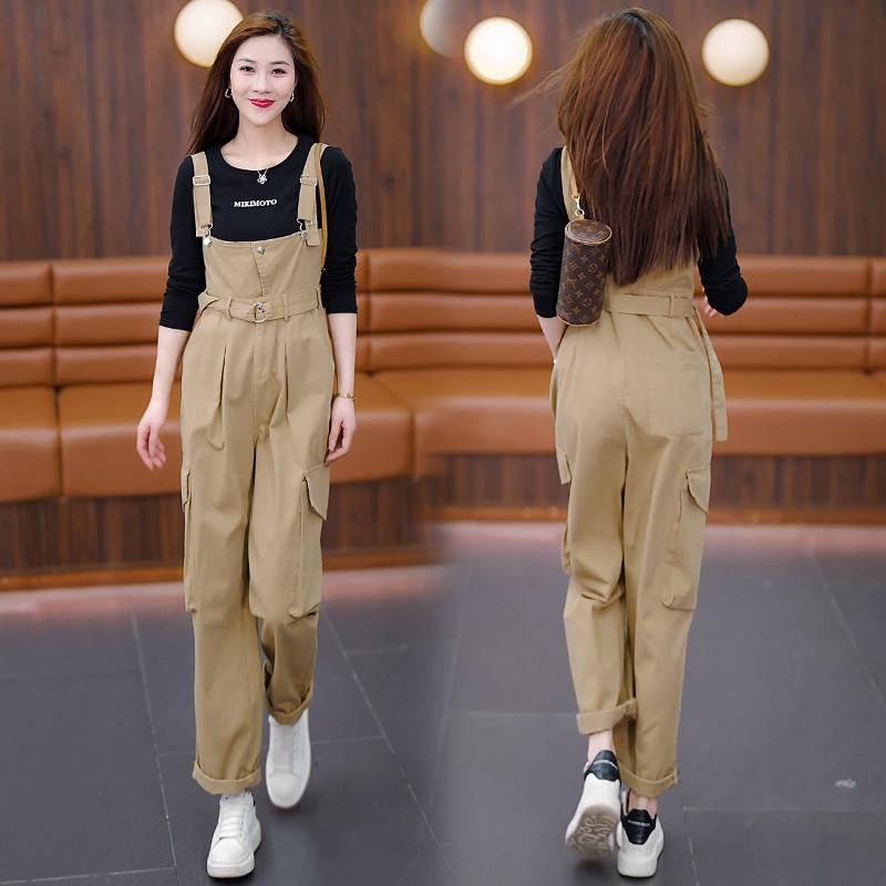 工装背带裤套装女2025年春秋季新款宽松小个子洋气减龄休闲两件套