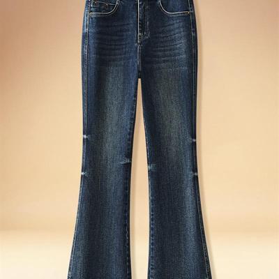 春秋微喇牛仔裤女2025新款高腰修身开叉喇叭裤复古休闲百搭鱼尾裤