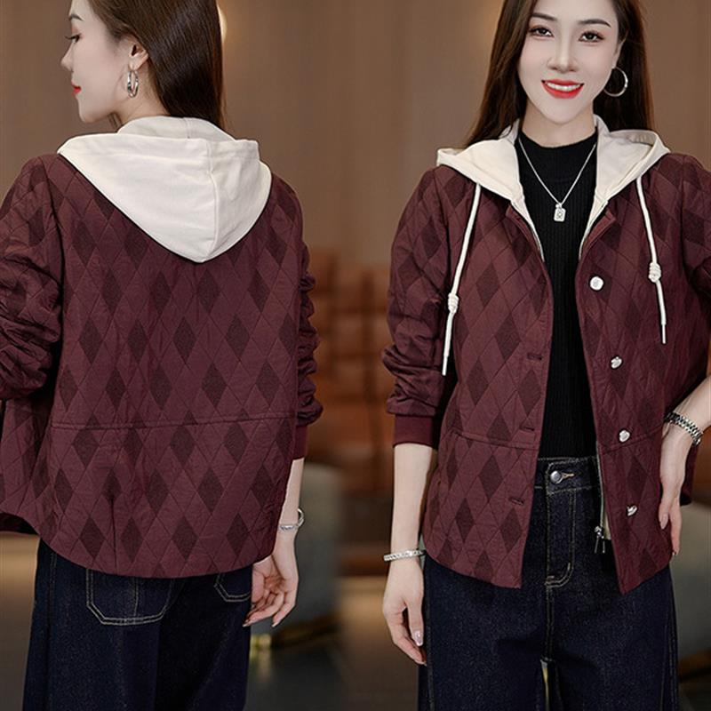 气质洋气宽松休闲加薄绒秋冬连帽短外套女2025新款高级感显瘦上衣