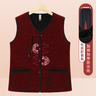 中老年人马甲女装妈妈秋装马夹背心外穿奶奶唐装春秋外套中式坎肩