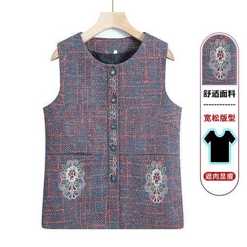 中老年人秋装女新款马甲奶奶装秋季上衣老人衣服马夹外穿背心太太