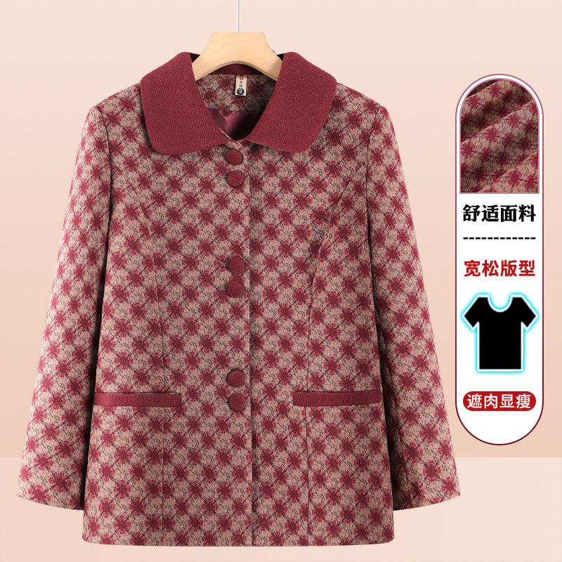 奶奶春秋外套中老年人女装老太太新中式唐装外衣妈妈薄款翻领上衣