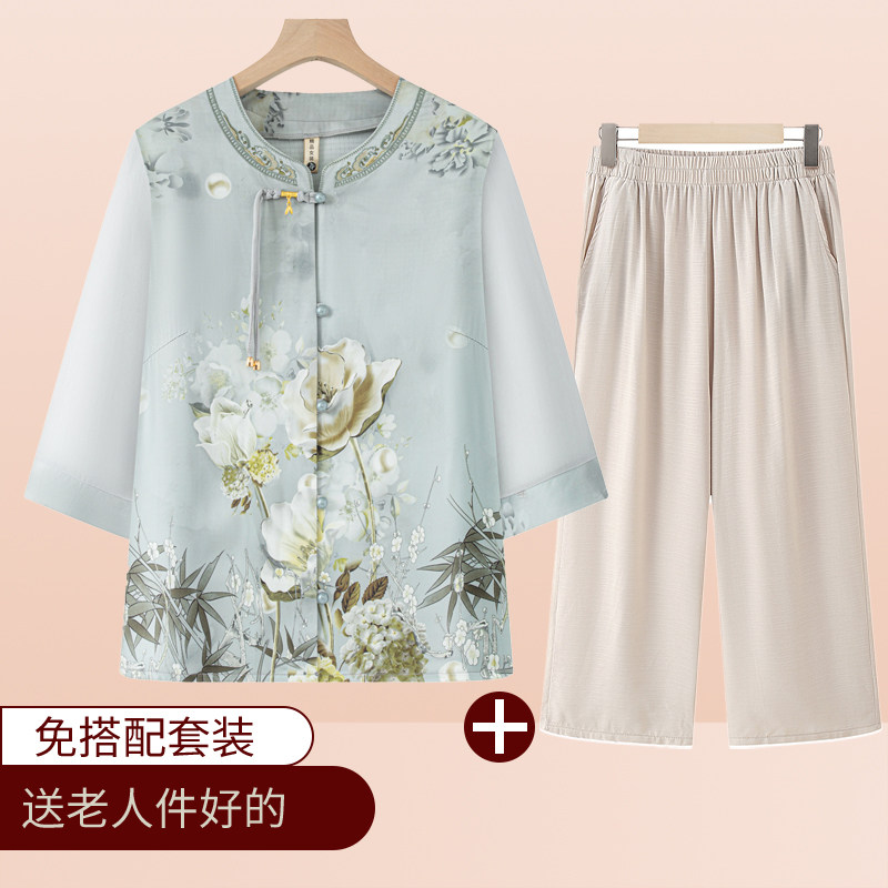 妈妈夏装T恤套装中老年人女款夏季时尚短袖奶奶洋气衣服2025新款图片