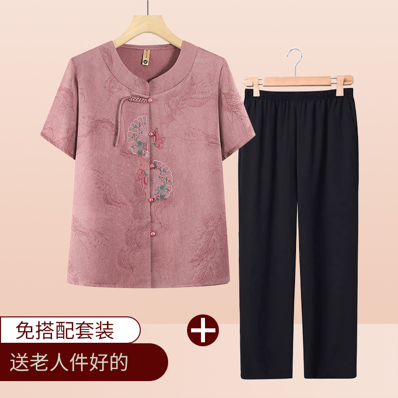 老年人夏装女60岁70奶奶装短袖衬衫老太太新款衣服中老年妈妈上衣