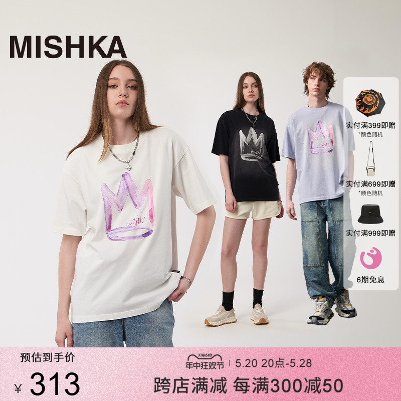 MISHKA短袖皇冠印花T恤