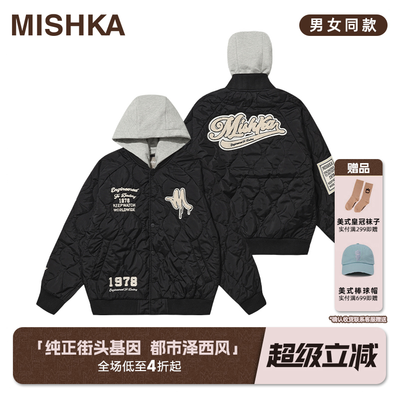 MISHKA美式复古棒球夹克棉服