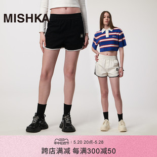 女直筒美式 MISHKA2024夏季 休闲慵懒宽松纯棉运动短裤 高级裤 新款 子