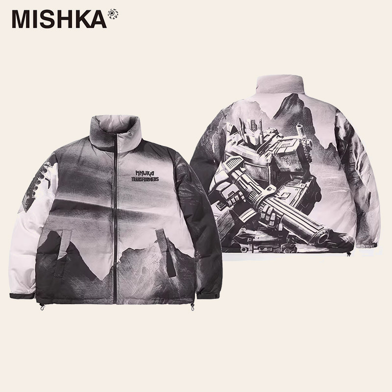 MISHKA大眼球潮牌 x 变形金刚合作系列 春季印花羽绒服外套美式