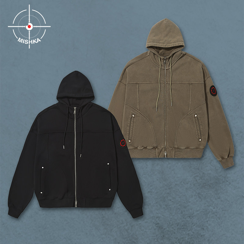 高铭屿同款MISHKA2026春新品隐市户外工装通勤复古立体解构卫衣