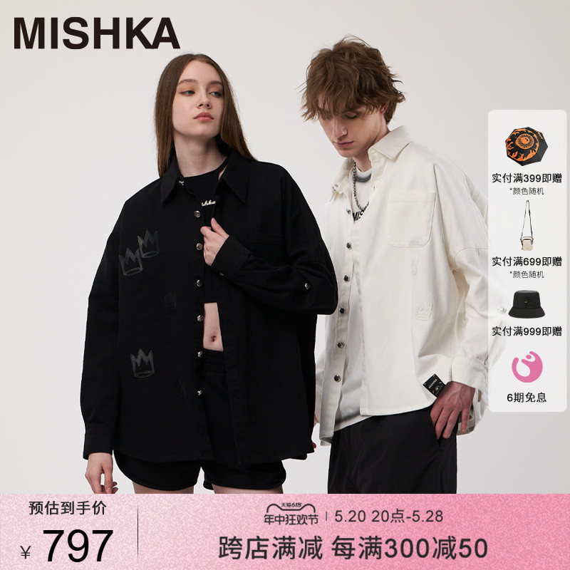 Mishka翻领真皮皇冠衬衫外套