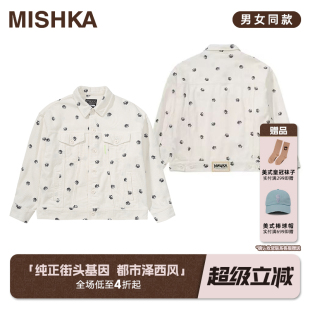 MISHKA大眼球潮牌2023春夏新品 满绣灯芯绒夹克外套 KA爷涂鸦熊