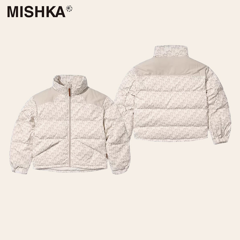 MISHKA美式潮牌冬季新款白色高端高级感短款羽绒服女男士
