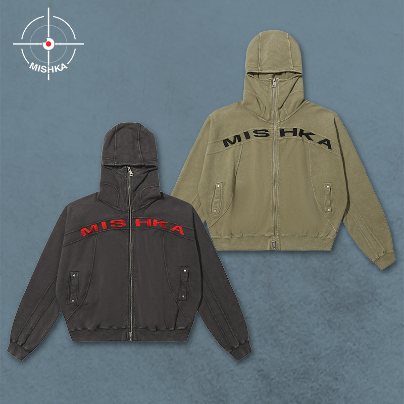 MISHKA2026春新品军事机能风隐市户外工装通勤复古蒙面忍者卫衣