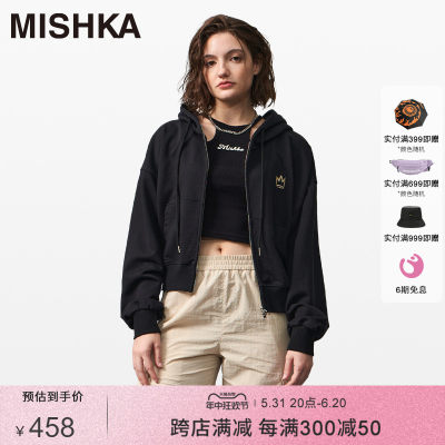 MISHKA美式复古短款连帽卫衣